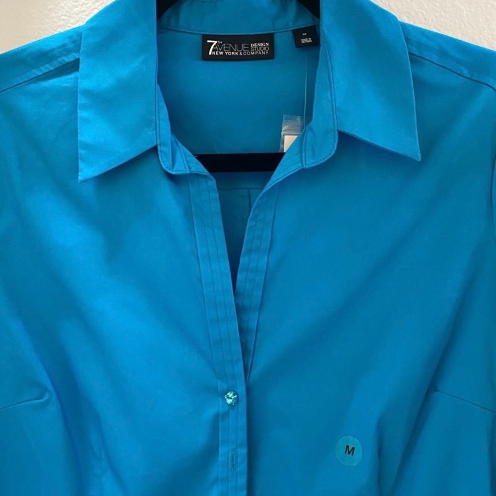 New York & Company Vibrant Blue Shirt